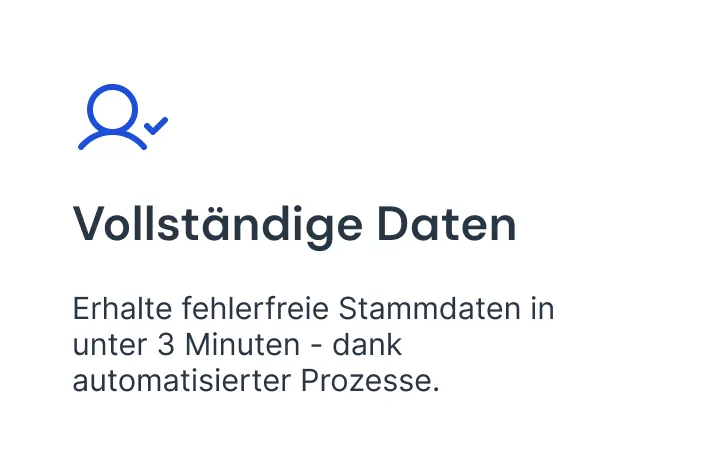 Kachel mit dem Text 'Vollständige Daten'
